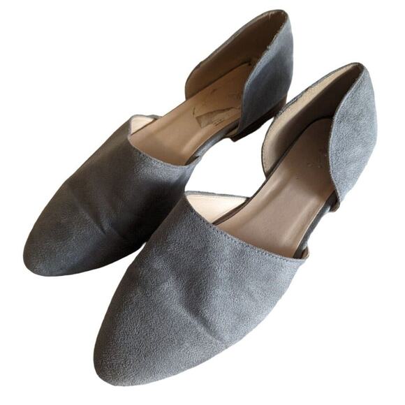 Qupid Womens Sz 10 Slip On Ballet Flats Pointed Toe Light Blue Gray Suede - Picture 1 of 6